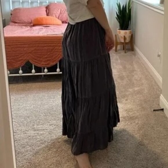Vintage Tianello Gray Bemberg Tiered Maxi Skirt Large - Picture 9 of 16